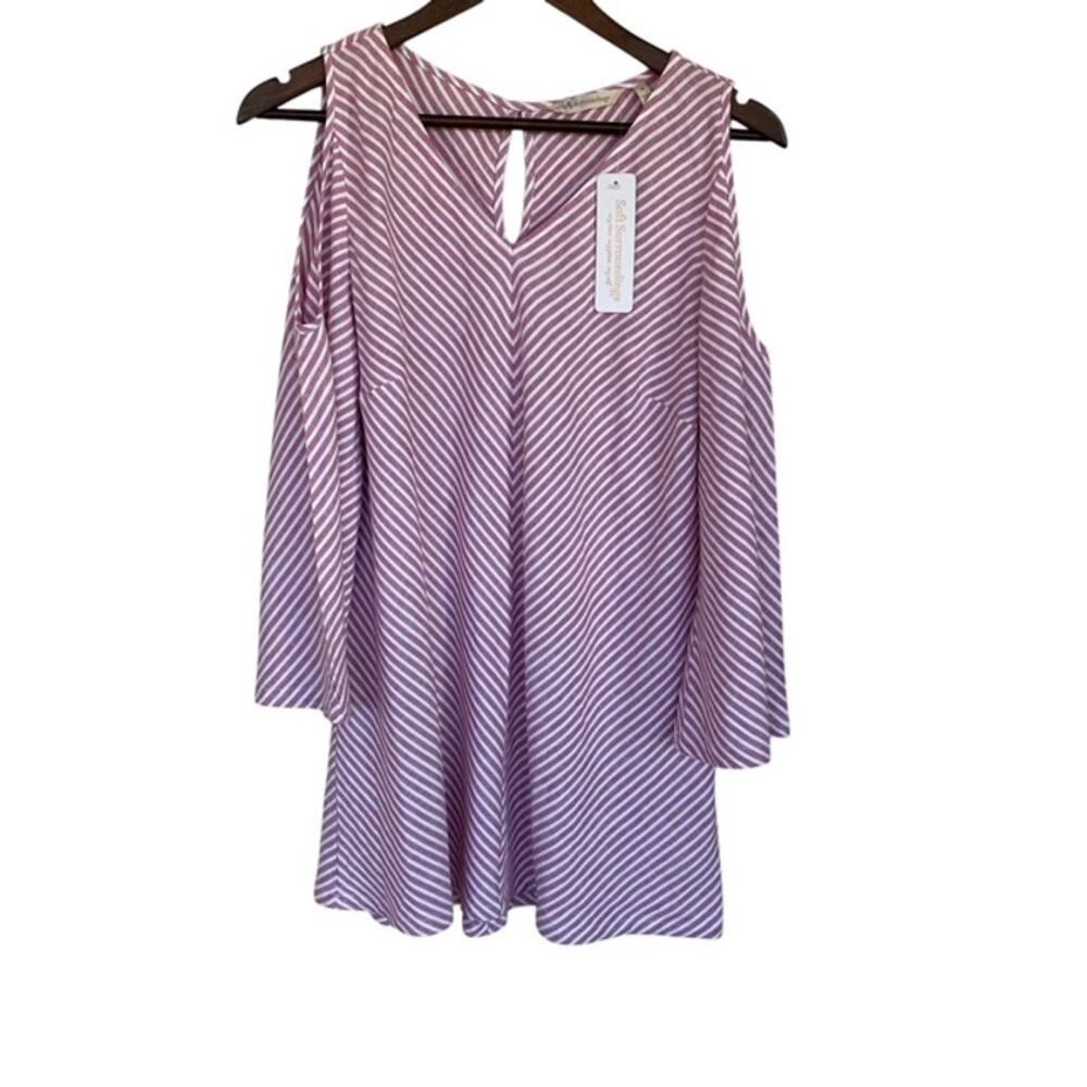 Soft Surroundings Large Landfall Tunic Top Red White Stripe NWT Medium